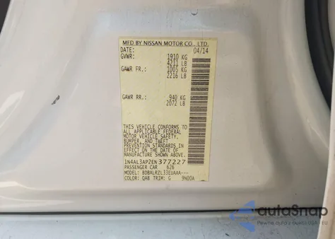 2014 Nissan Altima 2.5/2.5 S/2.5 Sl/2.5 Sv from USA, damaged, VIN 1N4AL3AP2EN377227